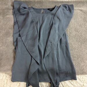 Express Blue/Gray Sleeveless Ruffled Blouse